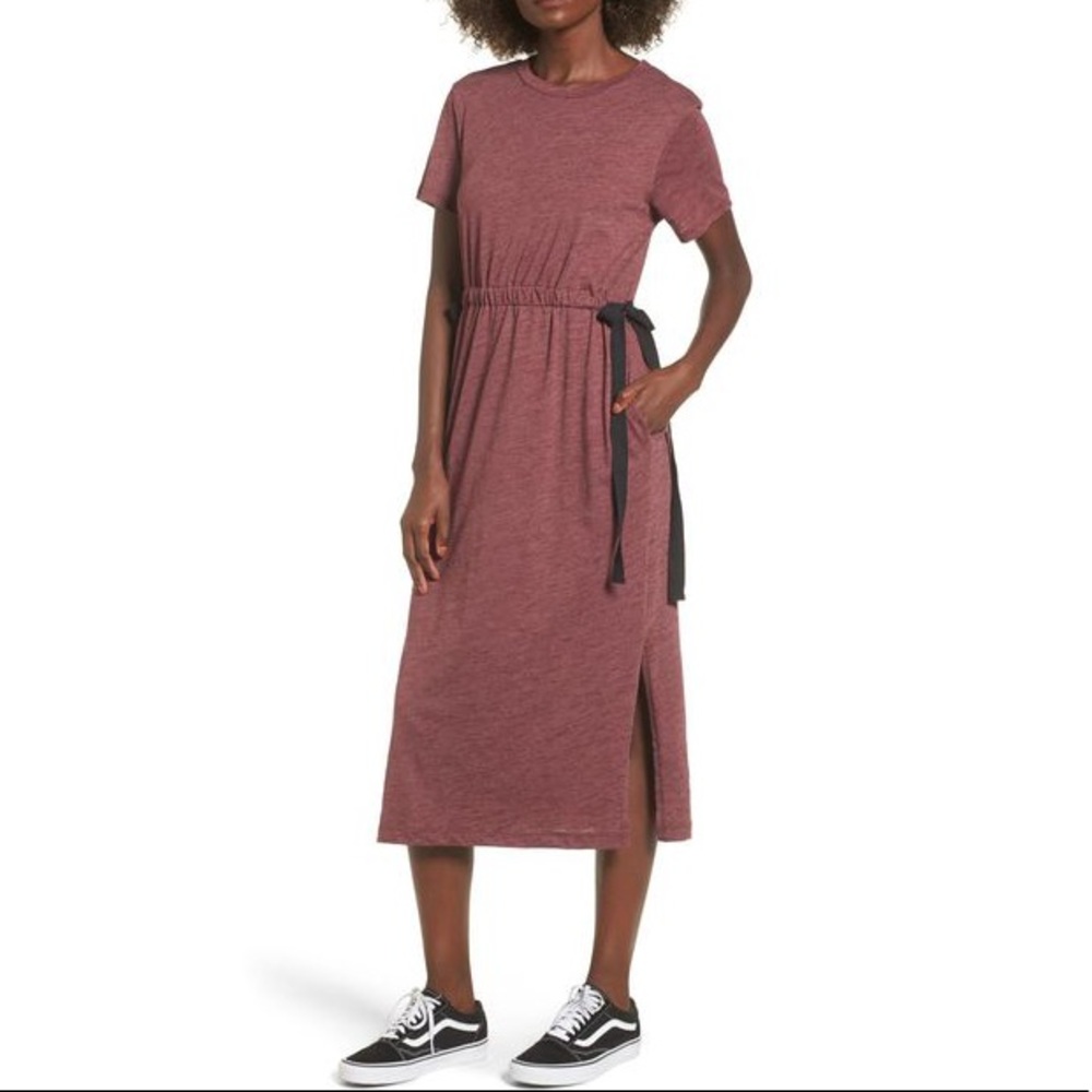 Lush Side Tie Midi T-Shirt Dress